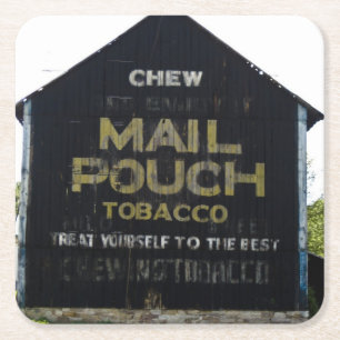 Chew Mail Pouch Vintage Barn Americana Square Paper Coaster