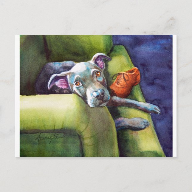 Chew Shoe, Terrier on the Couch Postcard (Front)