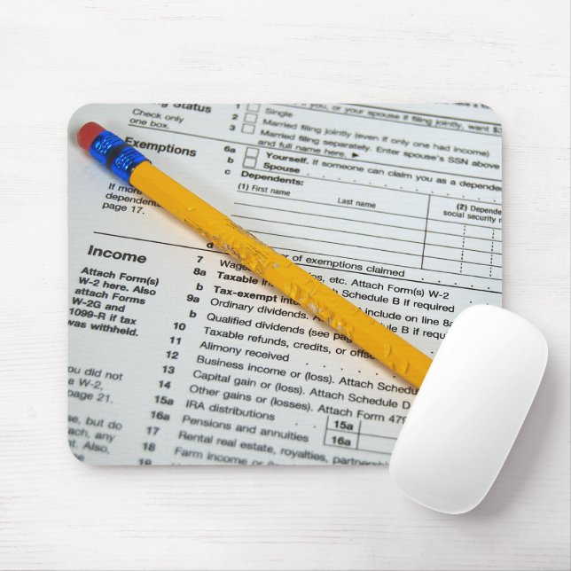 Chewed Pencil On IRS Form Mouse Pad (With Mouse)