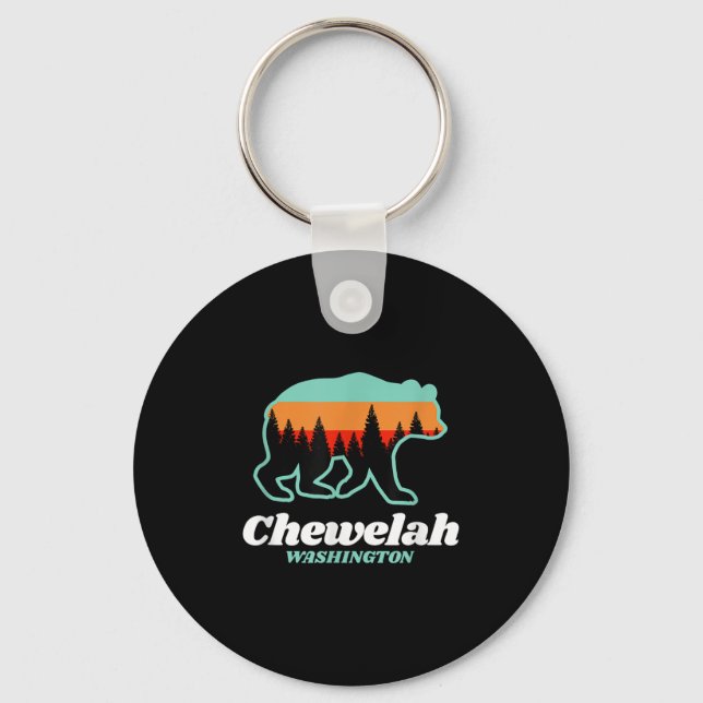 Chewelah Washington Skiing Bear  Keychain (Front)