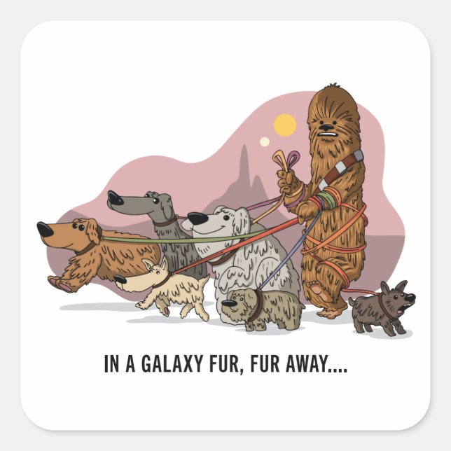 Chewie’s Galactic Dog Walk Square Sticker (Front)