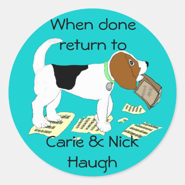 Chewing Beagle Bookplate (Front)