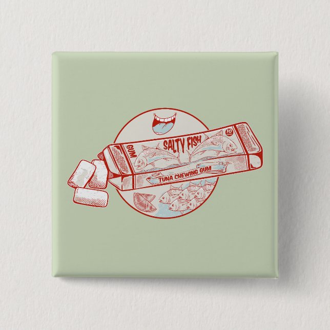 Chewing gum funny tuna fish flavour button (Front)