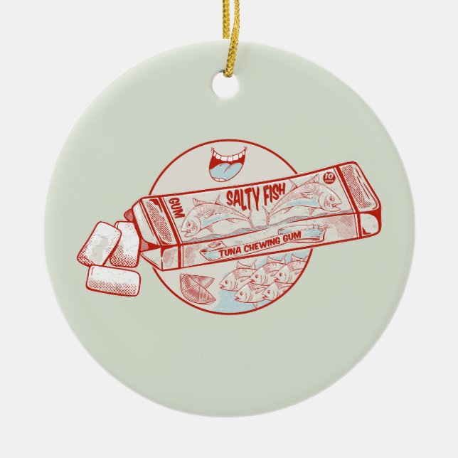 Chewing gum funny tuna fish flavour ceramic ornament (Front)