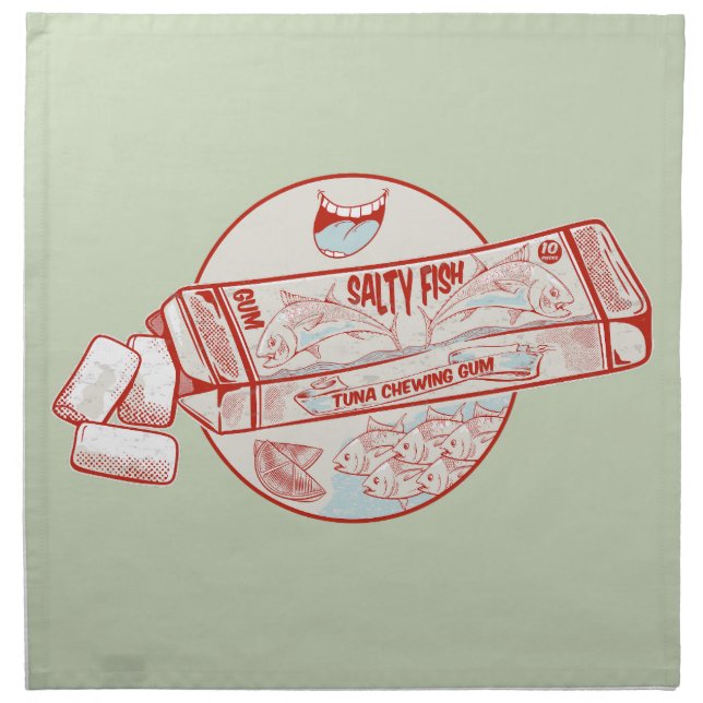 Chewing gum funny tuna fish flavour cloth napkin (Front)