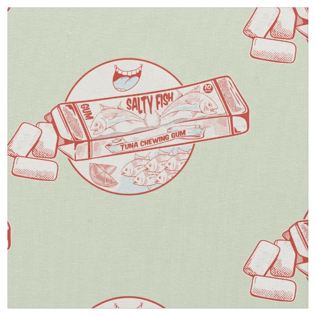 Chewing gum funny tuna fish flavour fabric (Close Up)