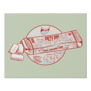 Chewing gum funny tuna fish flavour faux canvas print