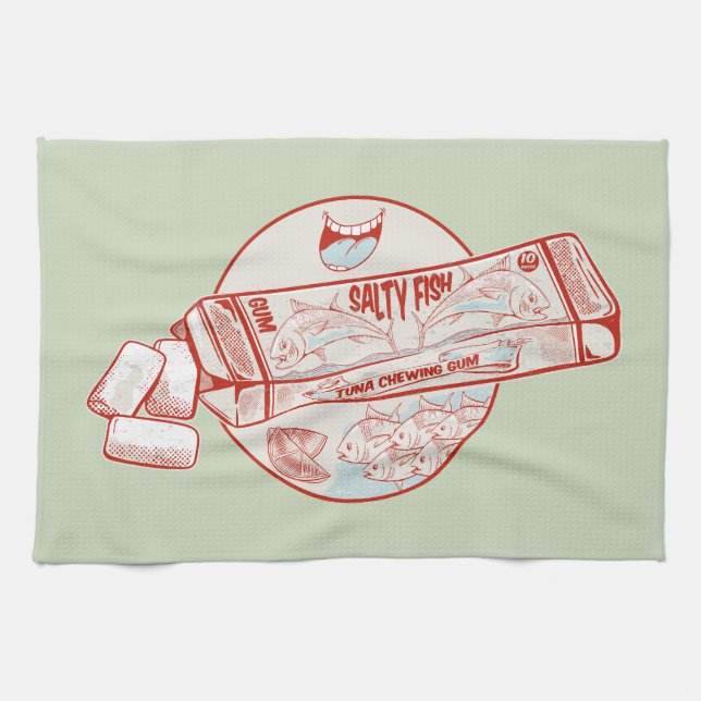 Chewing gum funny tuna fish flavour kitchen towel (Horizontal)
