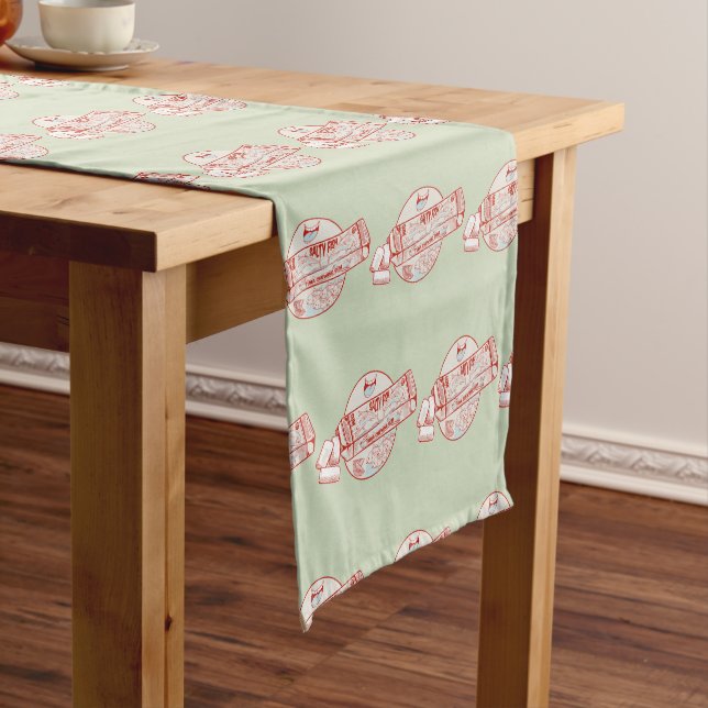 Chewing gum funny tuna fish flavour short table runner (In Situ)