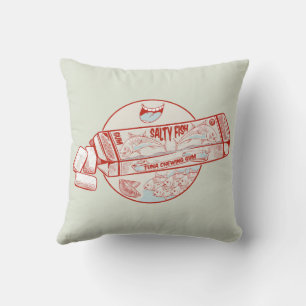 Chewing gum funny tuna fish flavour throw pillow