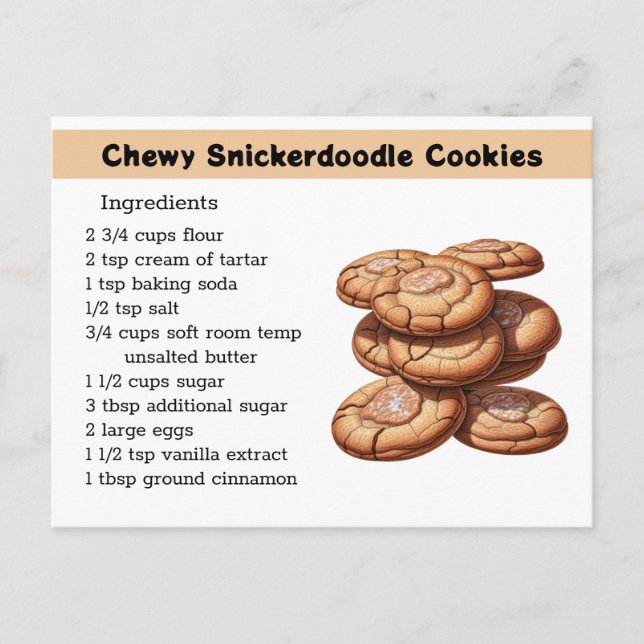 Chewy Snickedoodle Cookies Recipe  Postcard (Front)