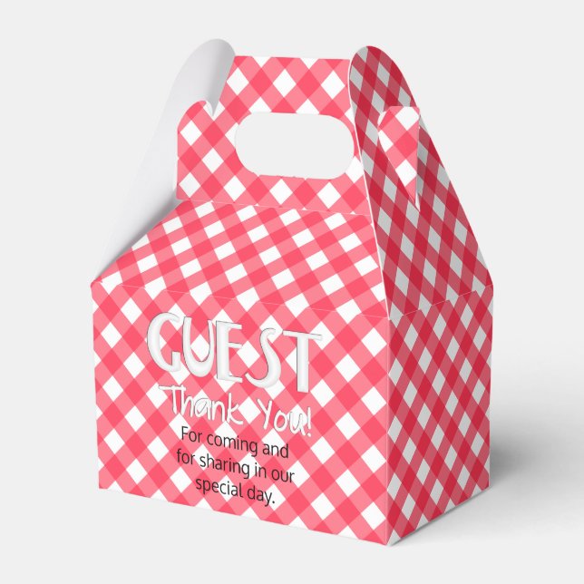 Chex 7-WATERMELON RED-PARTY FAVOR BOX, gable style Boxes (Front Side)