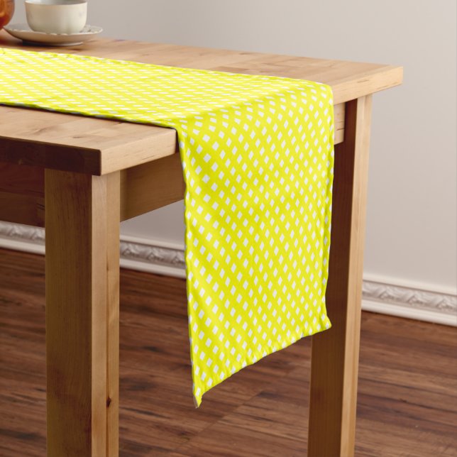 CHEX 8-YELLOW-COTTON TABLE RUNNER-14x72in Short Table Runner (In Situ)