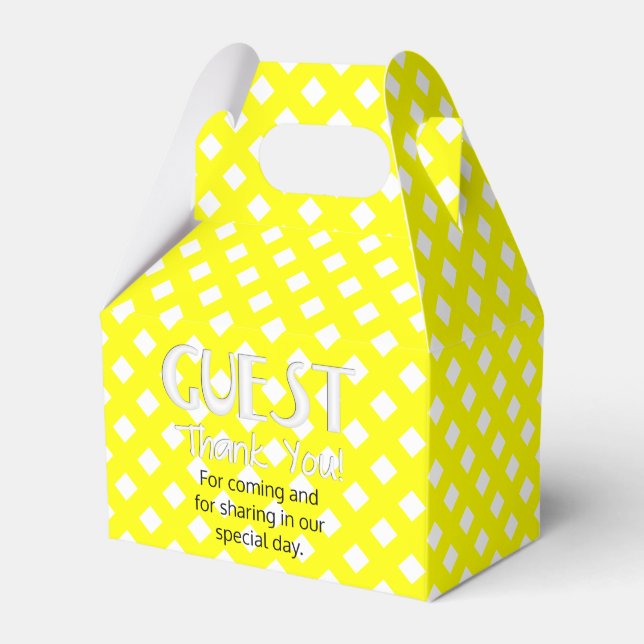 Chex 8-YELLOW-PARTY FAVOR BOX, gable style Boxes (Front Side)