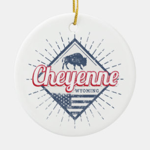Cheyenne City Wyoming United States Vintage USA Ceramic Ornament