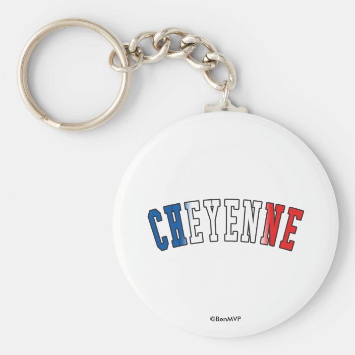 Cheyenne in Wyoming State Flag Colors Key Chain