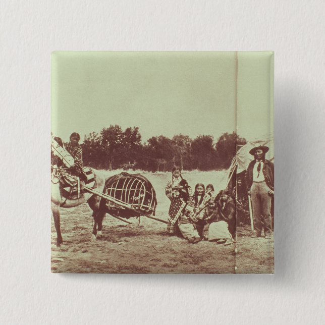 Cheyenne Indians on the Move, 1878 (b/w photo) Button (Front)