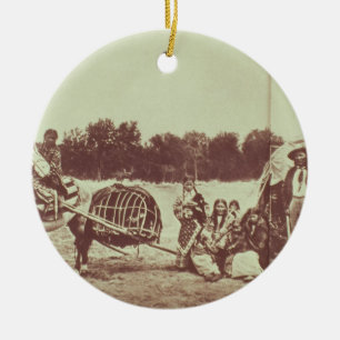 Cheyenne Indians on the Move, 1878 (b/w photo) Ceramic Ornament
