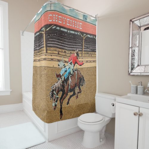 Cheyenne Rodeo Bareback Bronc Riding Shower Curtain