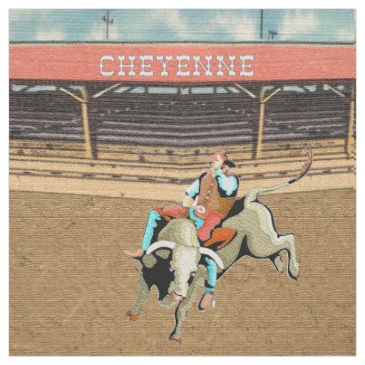 Cheyenne Rodeo Cowboy Bull Riding Fabric