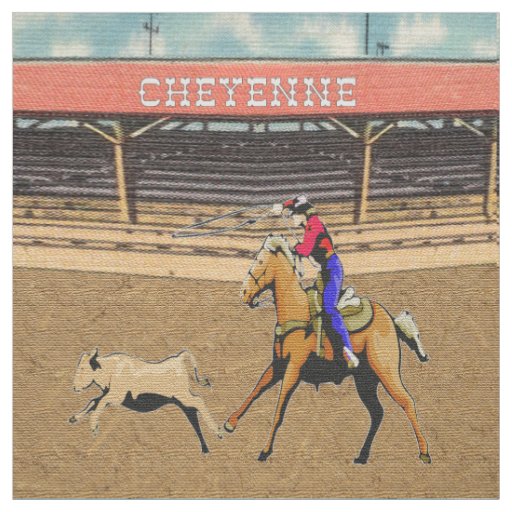 Cheyenne Rodeo Cowboy Calf Roping Fabric