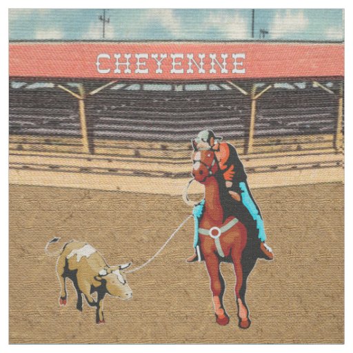 Cheyenne Rodeo Cowboy Steer/ Team Roping Fabric