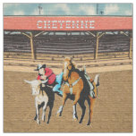 Cheyenne Rodeo Cowboy Steer Wrestling Fabric