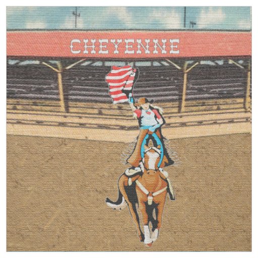 Cheyenne Rodeo Cowgirl American Flag Fabric 1