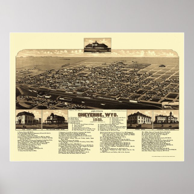 Cheyenne, WY Panoramic Map - 1882 Poster (Front)