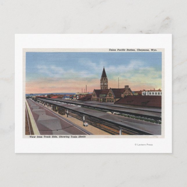 Cheyenne, WY - Union Pacific Railroad Station Postcard (Front)