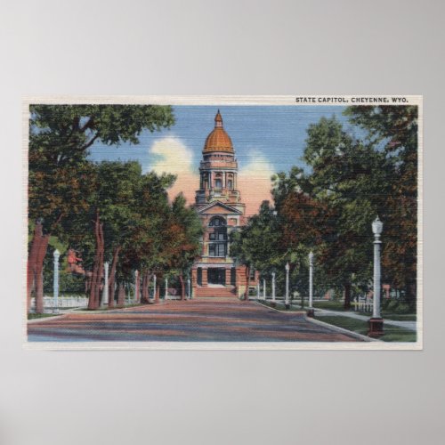 Cheyenne WY _ View of State Capitol and Drivewa Poster