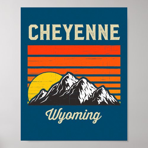 Cheyenne Wyoming Retro City State USA  Poster