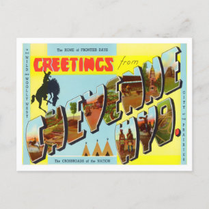 Cheyenne, Wyoming Vintage Big Letters Postcard