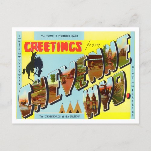 Cheyenne Wyoming Vintage Big Letters Postcard