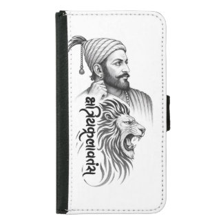 Chhatrapati Shivaji Maharaj with Roaring Lion Samsung Galaxy S5 Wallet Case