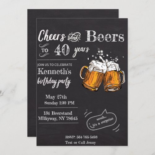 Chheers and Beers 60 40th 50th 30th 21st  Invitation