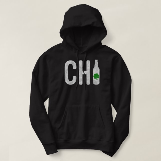 CHI Chicago Beer Bottle Irish St Patricks Day Swea Hoodie (Design Front)