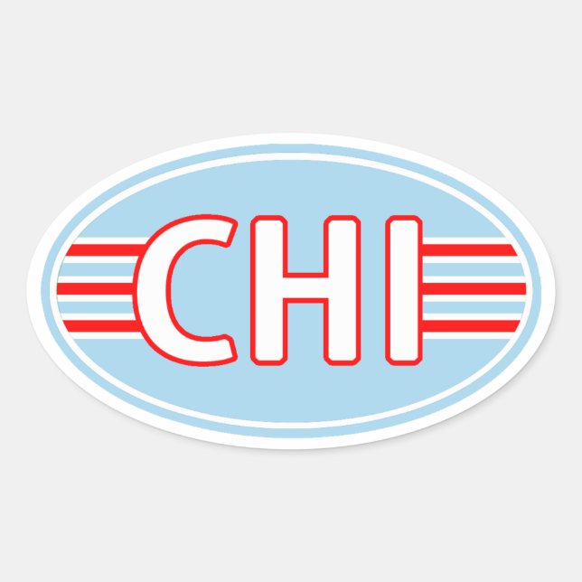 CHI Chicago Flag Colors Oval Sticker (Front)