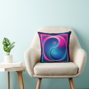 Chi Fusion: Vibrant Yin Yang Energies Throw Pillow
