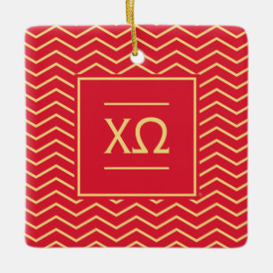 Chi Omega   Chevron Pattern Ceramic Ornament