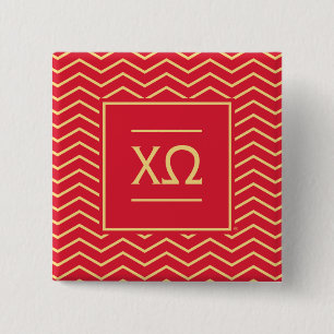 Chi Omega   Chevron Pattern Pinback Button