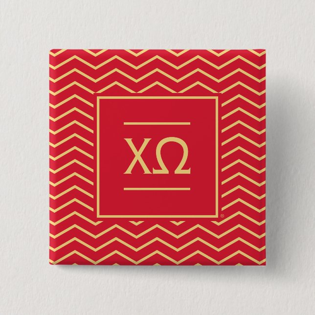 Chi Omega | Chevron Pattern Pinback Button (Front)