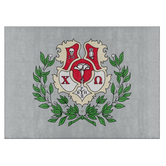 Chi Omega Crest Cutting Board (Front)