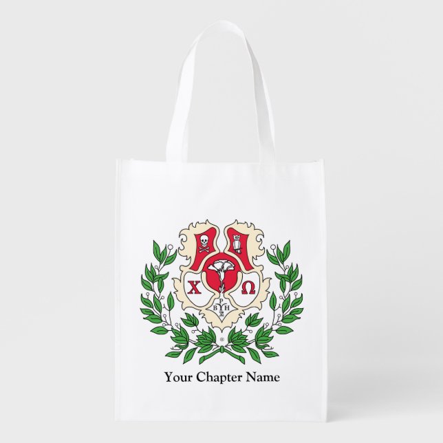 Chi Omega Crest Grocery Bag (Front)