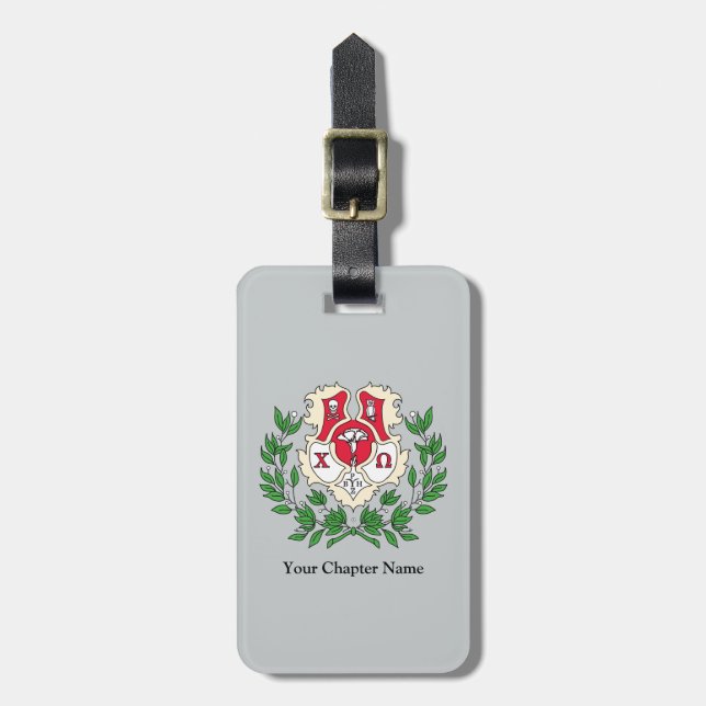 Chi Omega Crest Luggage Tag (Front Vertical)