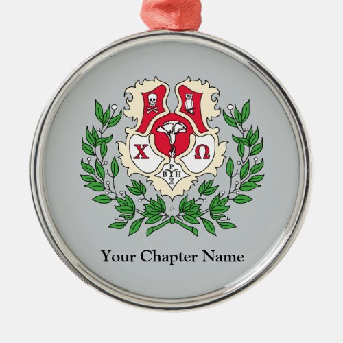 Chi Omega Crest Metal Ornament