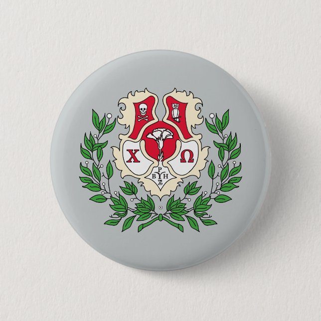Chi Omega Crest Pinback Button (Front)