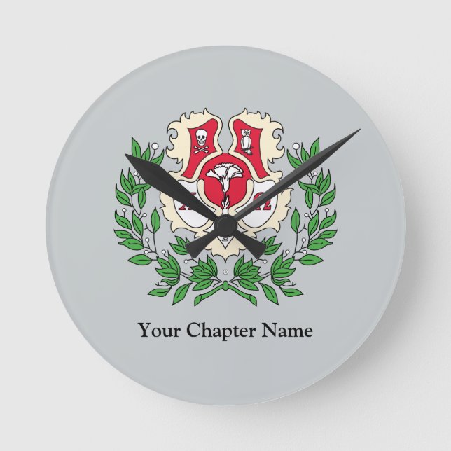 Chi Omega Crest Round Clock (Front)