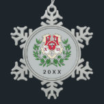 Chi Omega Crest Snowflake Pewter Christmas Ornament<br><div class="desc">Check out these official Chi Omega designs! Personalize your own Greek merchandise on Zazzle.com! Click the Customize button to insert your own name, class year, or club to make a unique product. Try adding text using various fonts & view a preview of your design! Zazzle's easy to customize products have...</div>