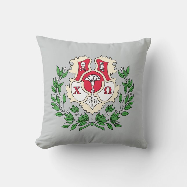 Chi Omega Crest Throw Pillow (Front)